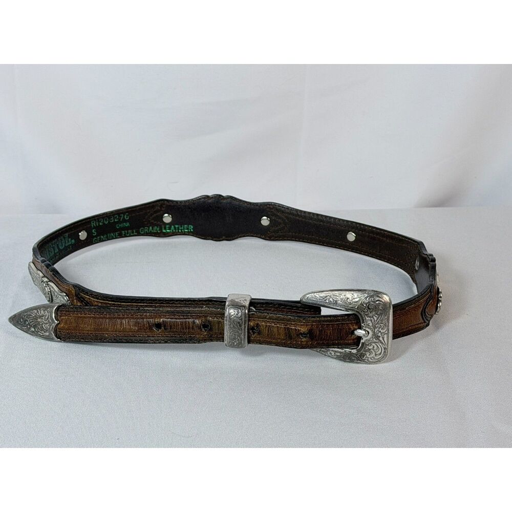 Vtg Resistol 1990s Women Ornamental Western Full Grain Leather Belt Small